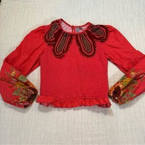 Blank London Anthropologie Top XSFloral Embroidered Boho Cottagecore Fall Autumn
